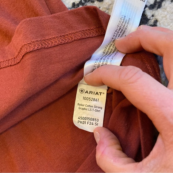 Ariat Men's Rebar Cotton Graphic Long Sleeve Work T Shirt Burnt Henna Sz L EUC - Picture 10 of 11